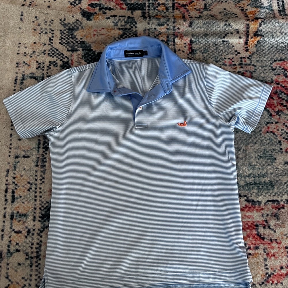 Southern Marsh Blue Striped Polo Shirt